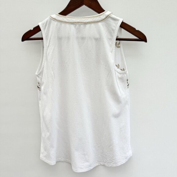 banana republic sleeveless top XXS Embroidered Design White Green And Beige - Picture 2 of 12